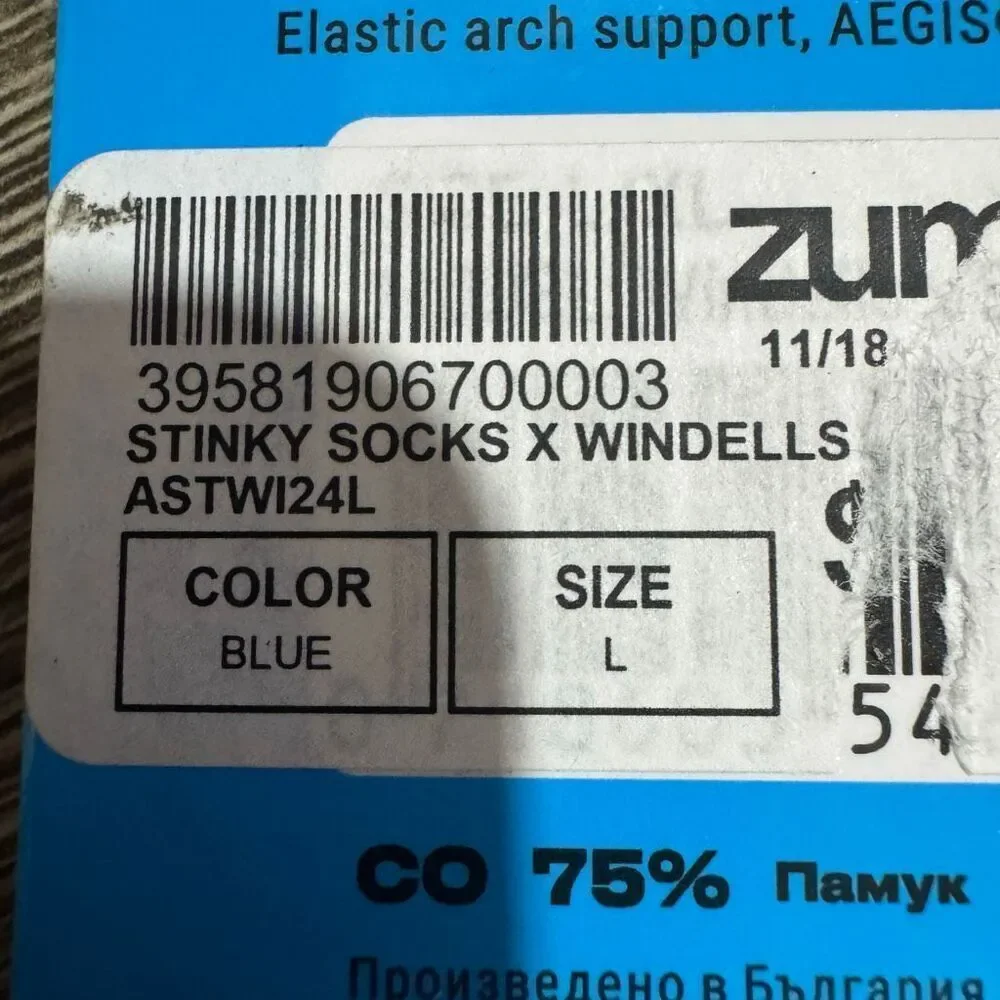 WINDELLS X STINKY L/XL Ski Socks Blue